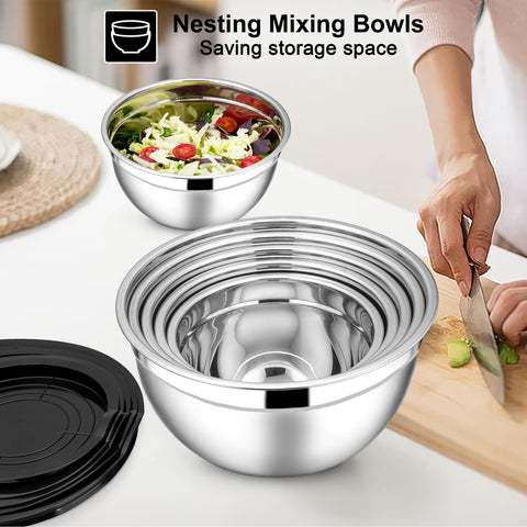 Conjunto E-far cuencos 2,6 qt con tapa para mezclar sin salpicaduras