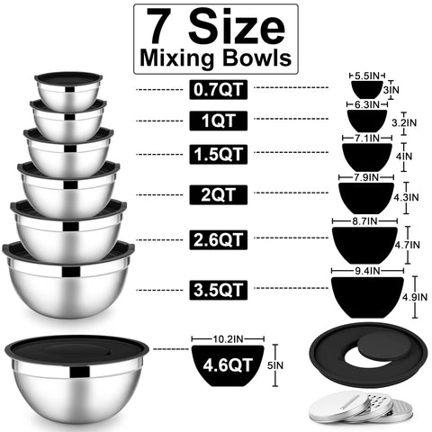 Conjunto E-far cuenco 2 qt con tapa para preparación y almacenamiento