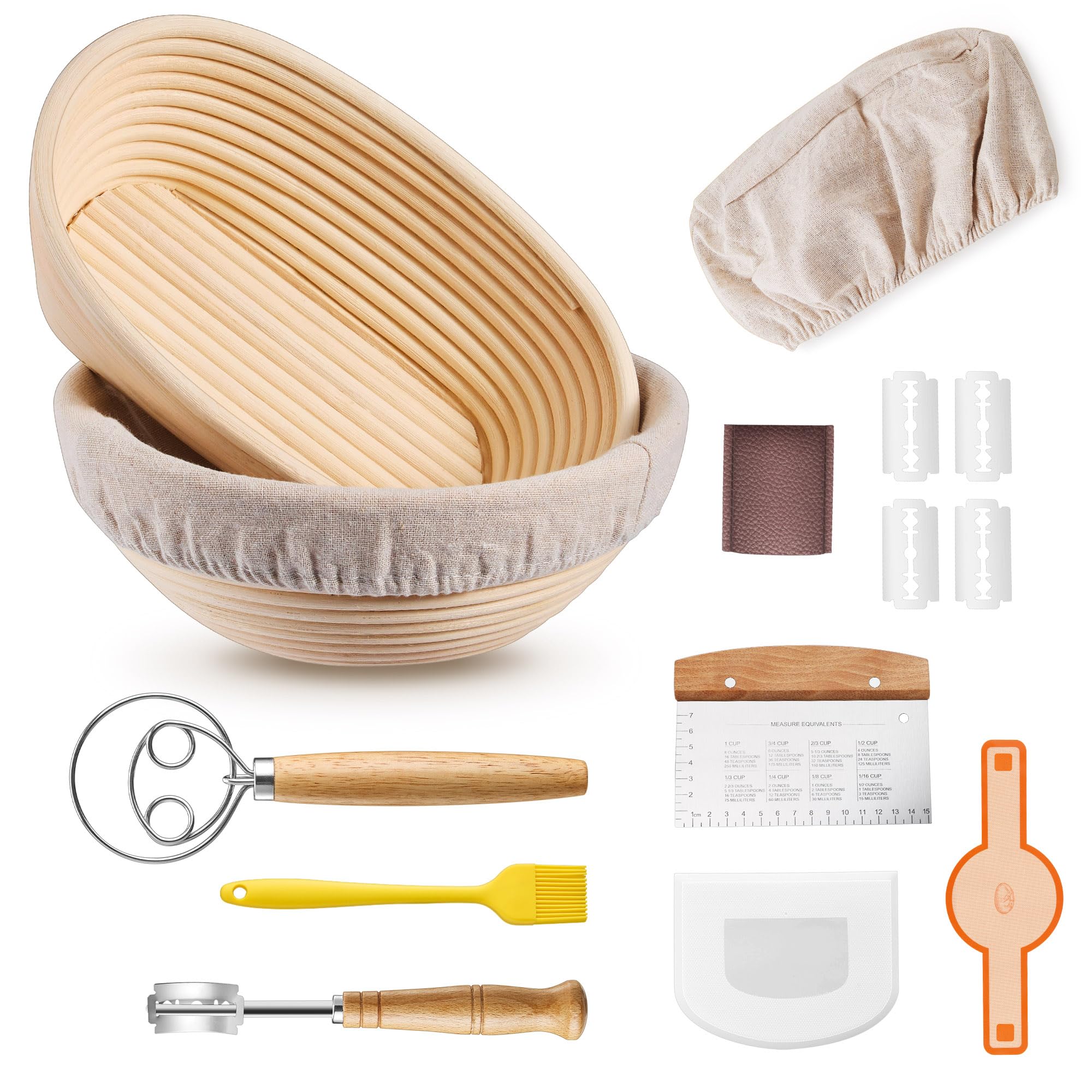 Cesta de fermentación E-far redonda de 9 pulgadas para pan artesanal