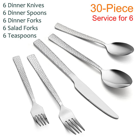 Cucharas E-far con diseño martillado, perfectas para servir y comer.