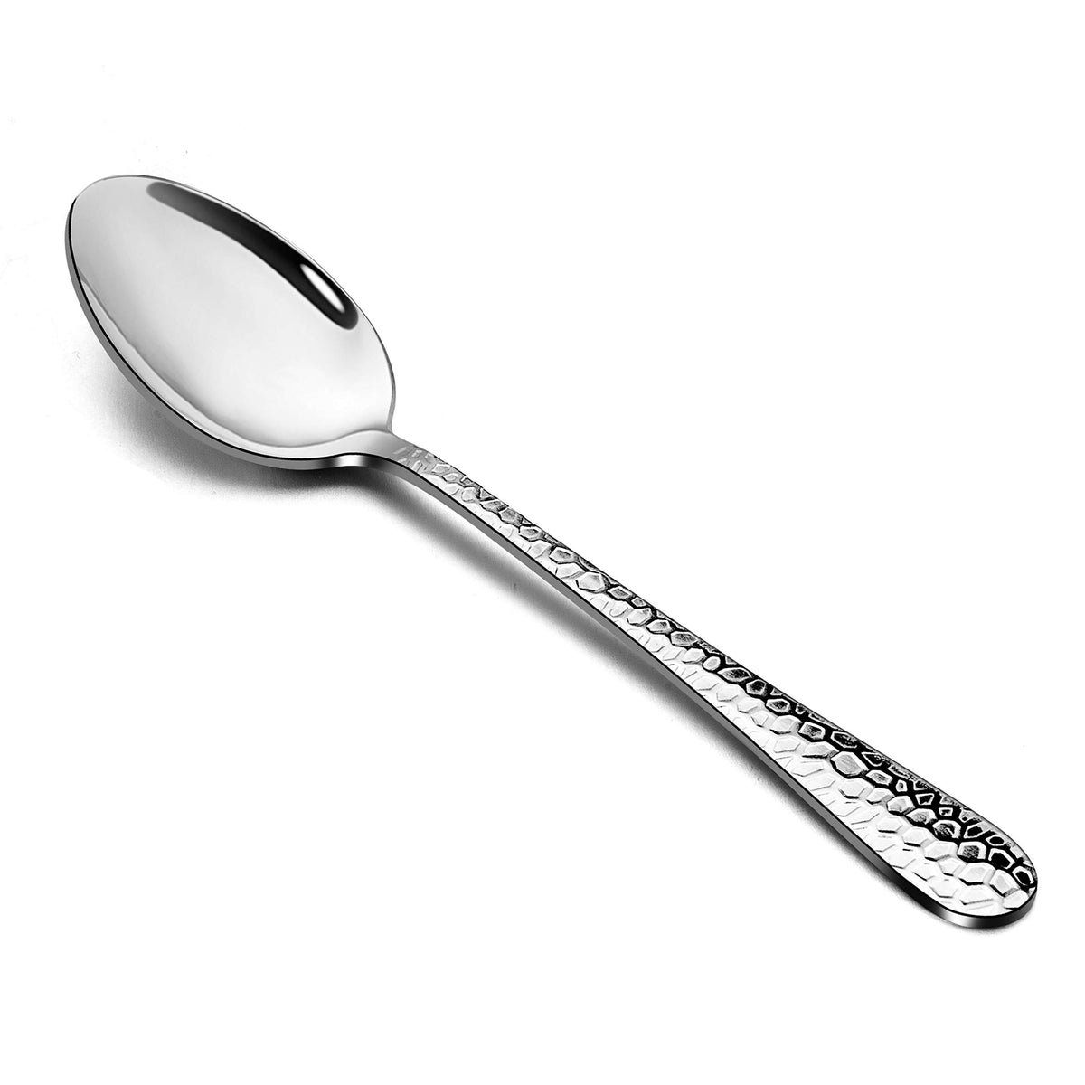 Cucharas de cena martilladas E-far, duraderas para uso diario.