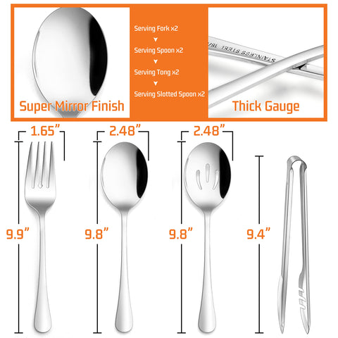 Cucharas ranuradas E-far 9,8 pulgadas para servir ensaladas sin derrames