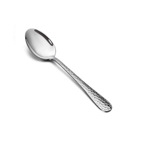 Cucharitas E-far de acero inoxidable con martillado y espejo, duraderas para uso diario.
