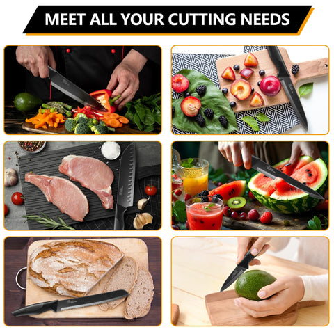 Cuchillo Santoku E-far de 7 pulgadas para picar verduras y carne.