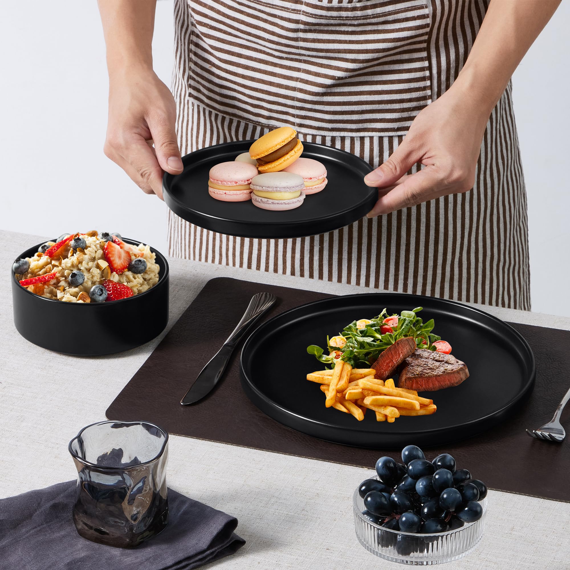 E-far cerámica de gres acabado negro mate con moteado elegante