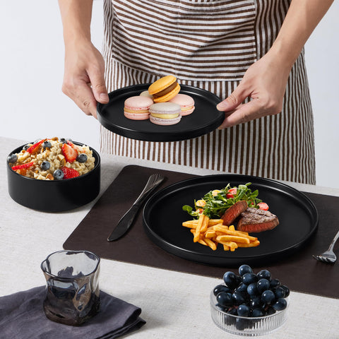E-far cerámica de gres acabado negro mate con moteado elegante