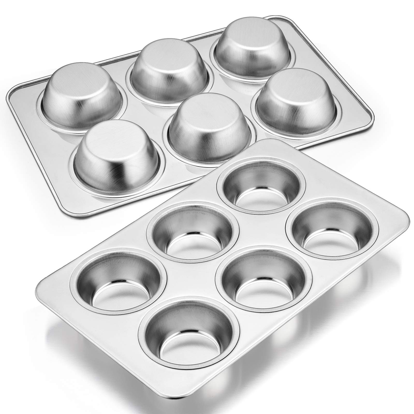 Moldes E-far para magdalenas en acero inoxidable, ideales para hornear.