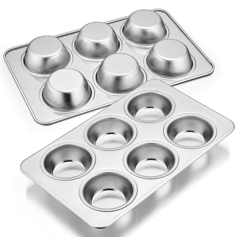 Moldes E-far para magdalenas en acero inoxidable, ideales para hornear.