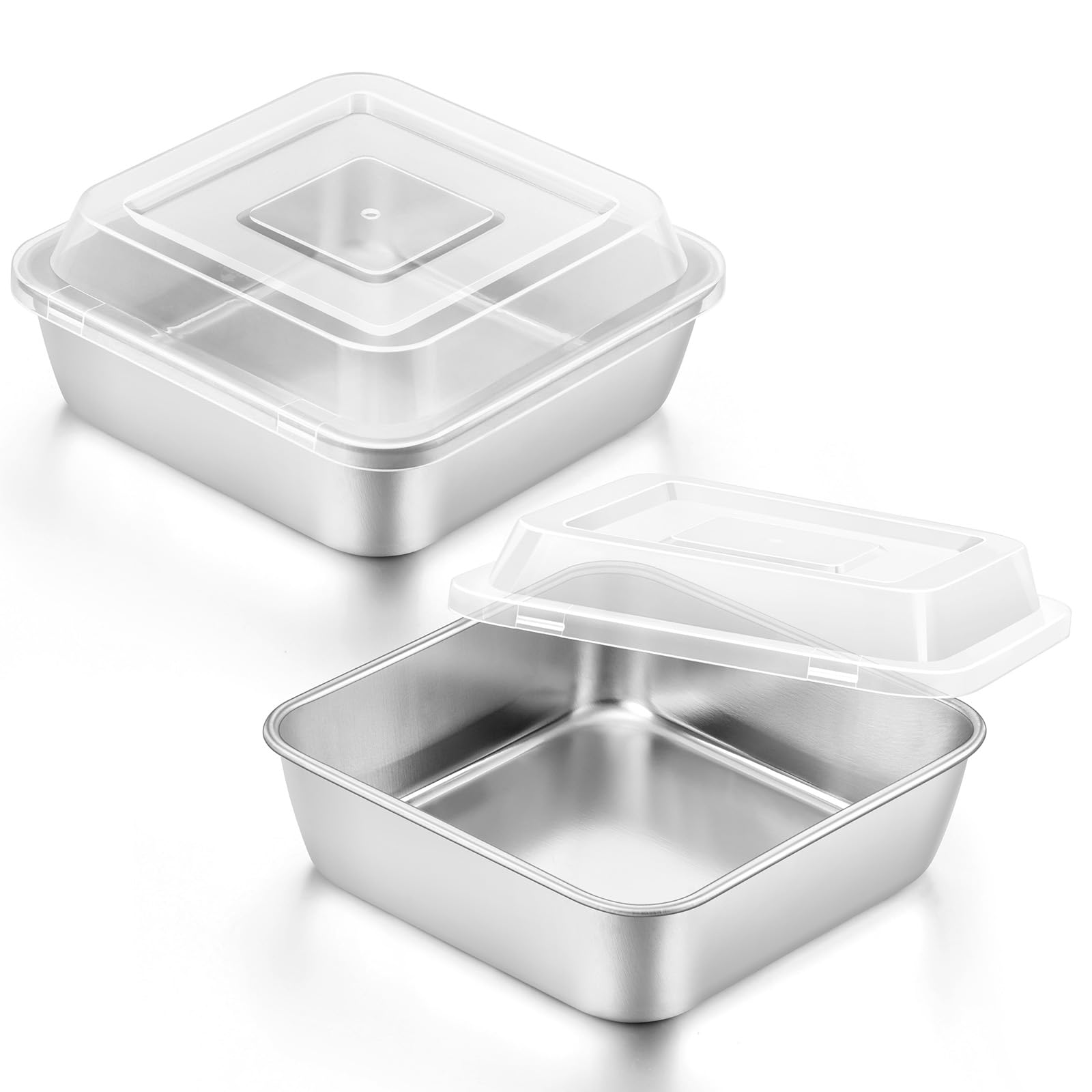 E-far pan cuadrado 6x6 con tapa, ideal para porciones pequeñas.