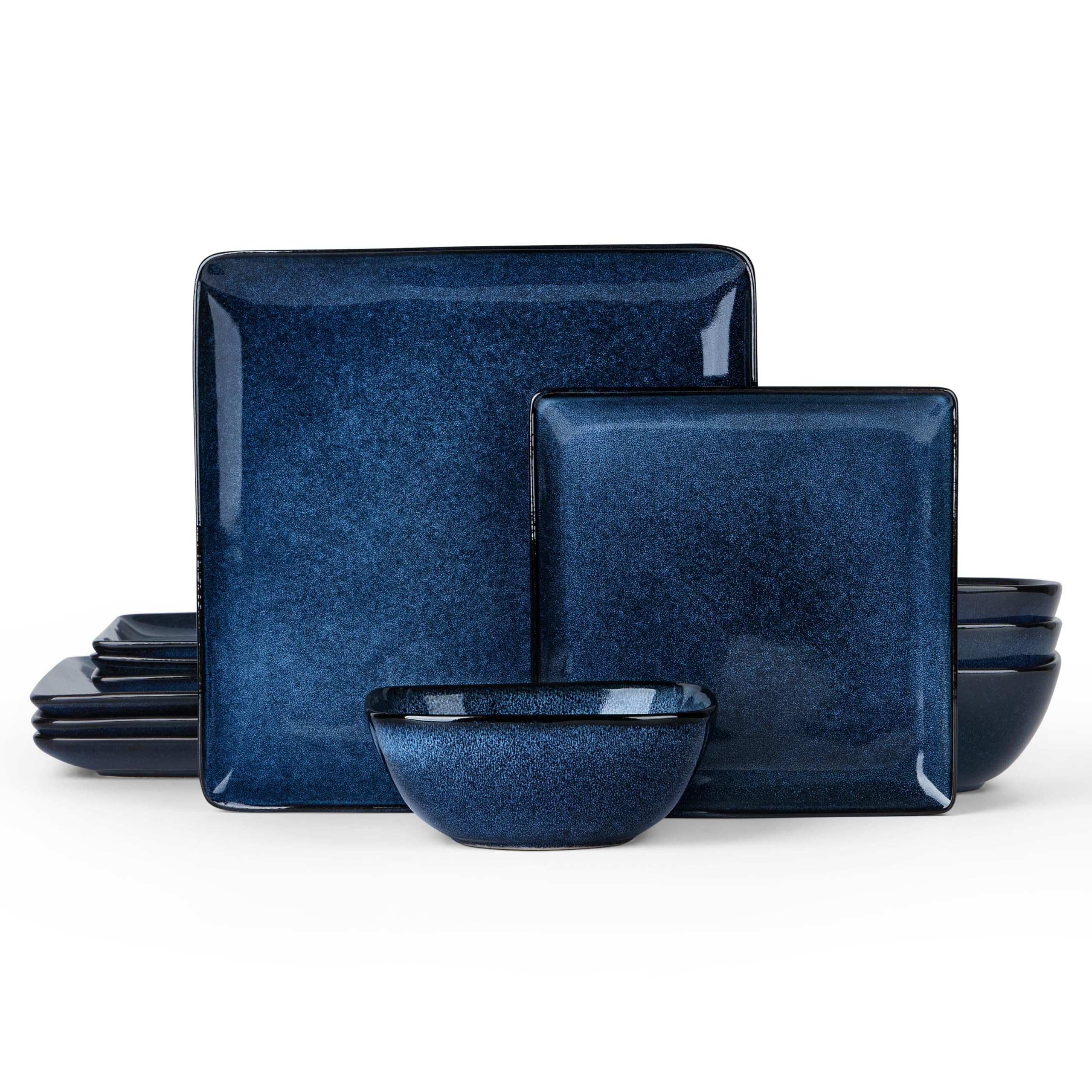 Plato cuadrado E-far de 9,76 pulgadas, ideal para platos principales diarios.