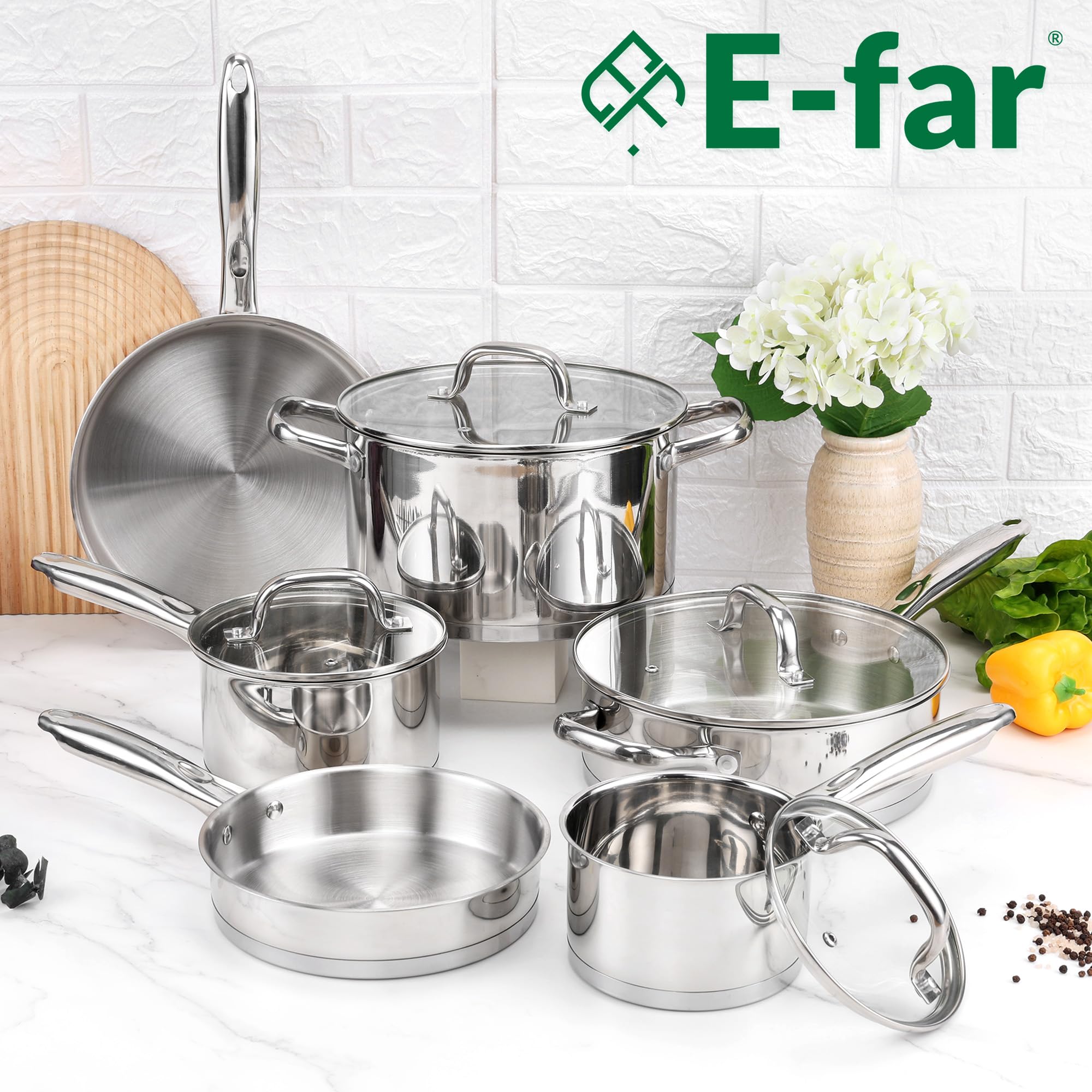 Sartén para saltear E-far 4 qt con tapa para salteados