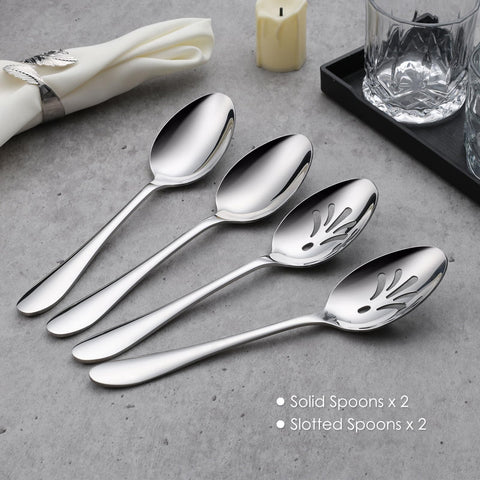 Cucharas de servicio E-far en acero inoxidable 18-0, duraderas.