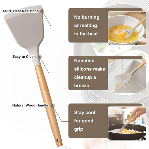 Cucharón de silicona E-far para sopas, suave y resistente al calor.