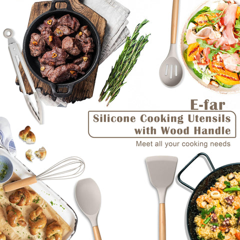 Pinzas de silicona E-far, ergonomicas y seguras para cocinar.