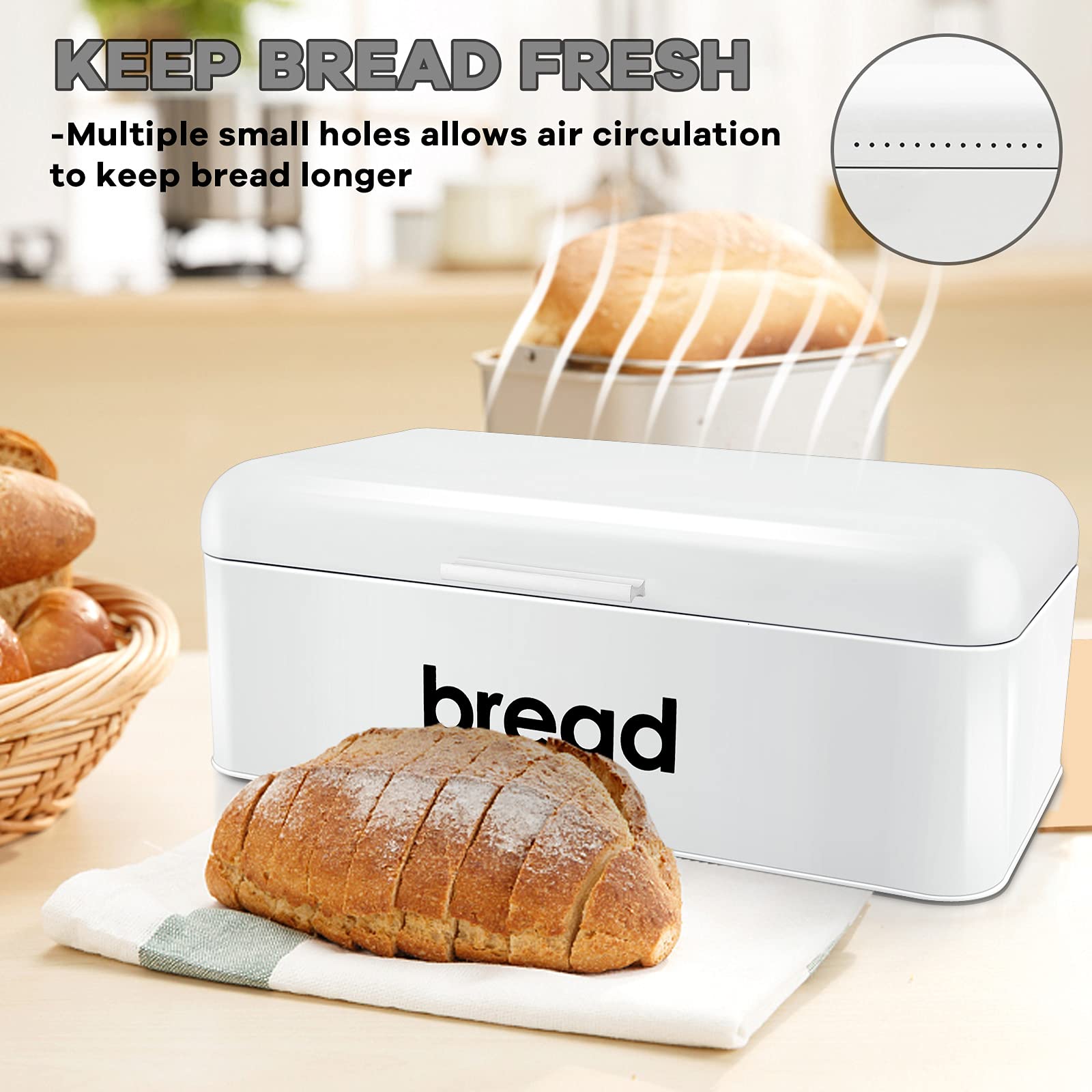 E-far Vintage Bread Box: amplia capacidad para dos hogazas.