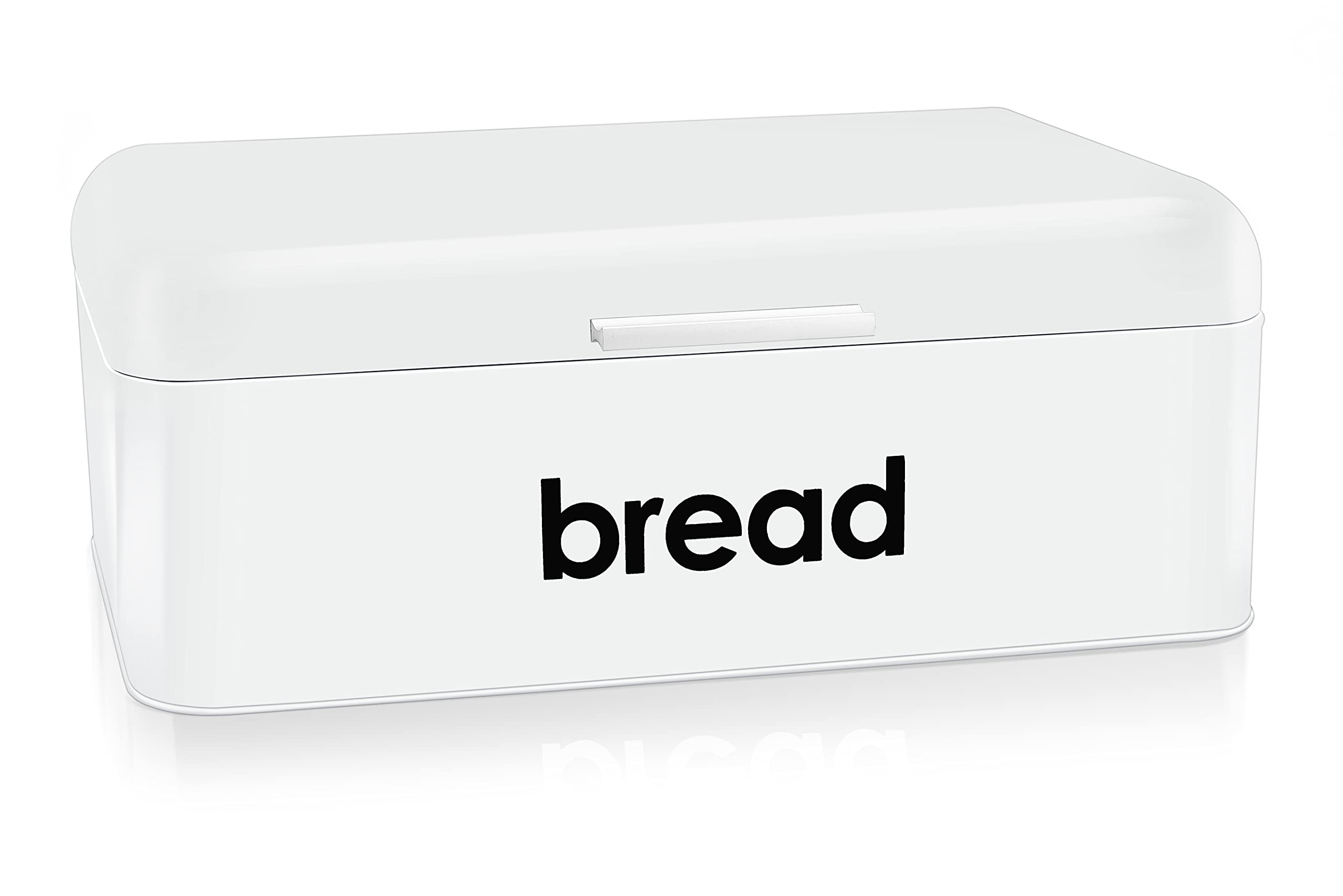 E-far Vintage Bread Box: frente, diseño blanco, mantiene pan fresco.