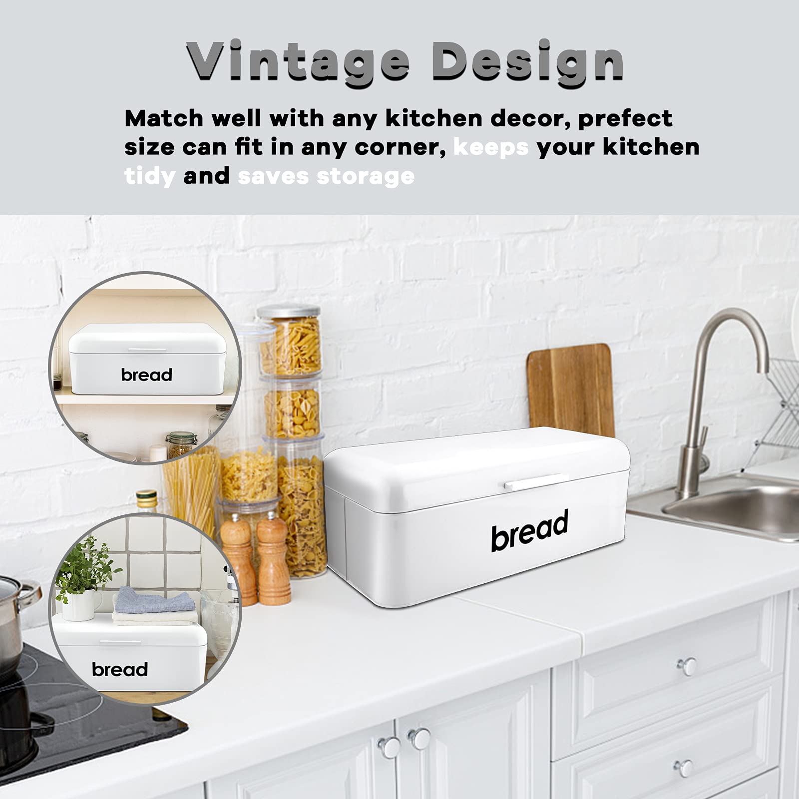 E-far Vintage Bread Box multipropósito para cocina, oficina o camping.