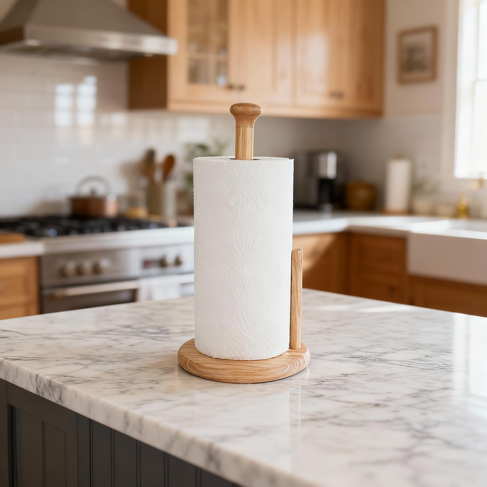 E-ROOM TREND soporte papel toalla madera natural diseño elegante para cocina