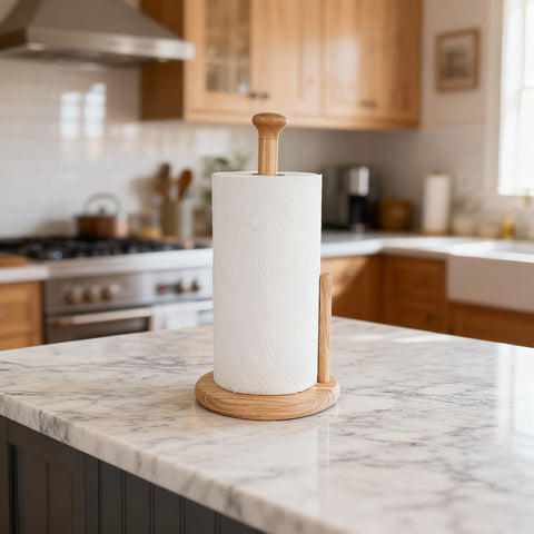 E-ROOM TREND soporte papel toalla madera natural diseño elegante para cocina