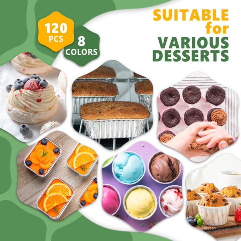 Eaasty cápsulas con tapa color vaca; multicolor para presentaciones divertidas de postres.