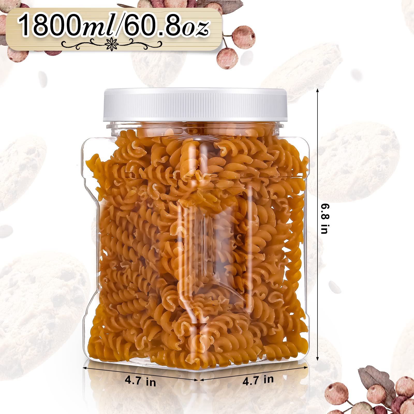 Eaasty frascos plásticos transparentes de medio galón con tapas para almacenar alimentos.