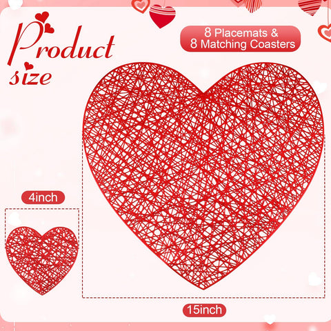 Eaasty mantel individual de 38 cm con corazón rojo para decorar la mesa