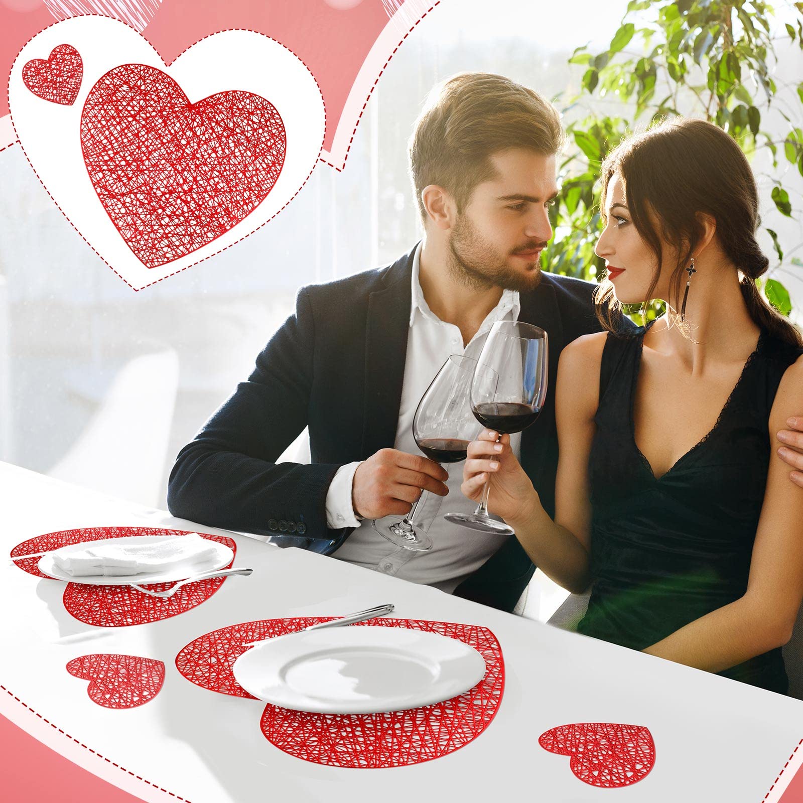Eaasty posavasos de 10 cm con corazón rojo para bebidas en eventos