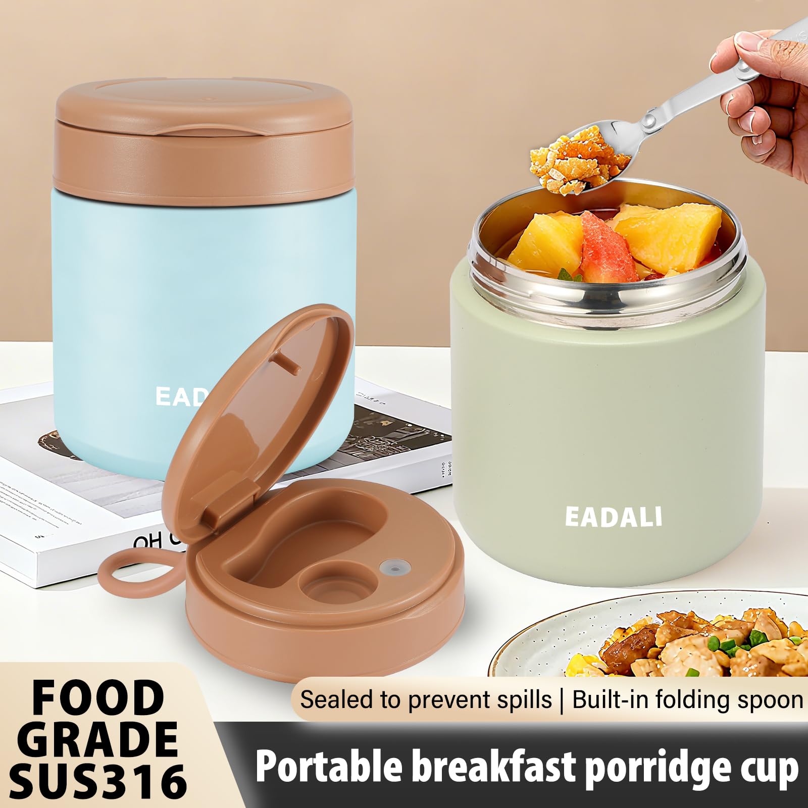 Cuchara plegable integrada de Eadali para comer sin utensilios