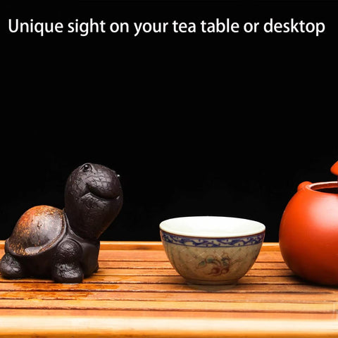 EAEDMY tortuga morada de arcilla, símbolo de longevidad para la mesa de té.
