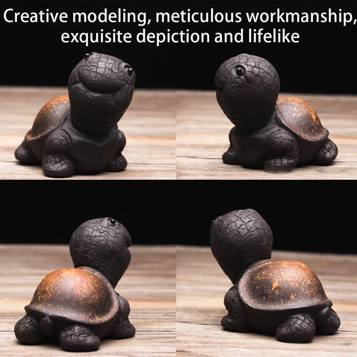 EAEDMY tortuga sonriente de arcilla morada para crear un ambiente calmante.