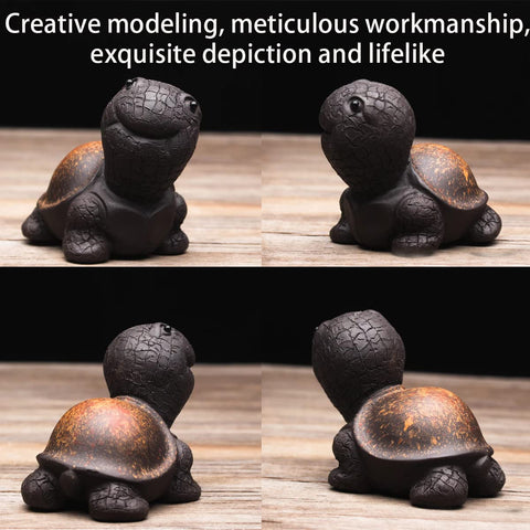 EAEDMY tortuga sonriente de arcilla morada para crear un ambiente calmante.