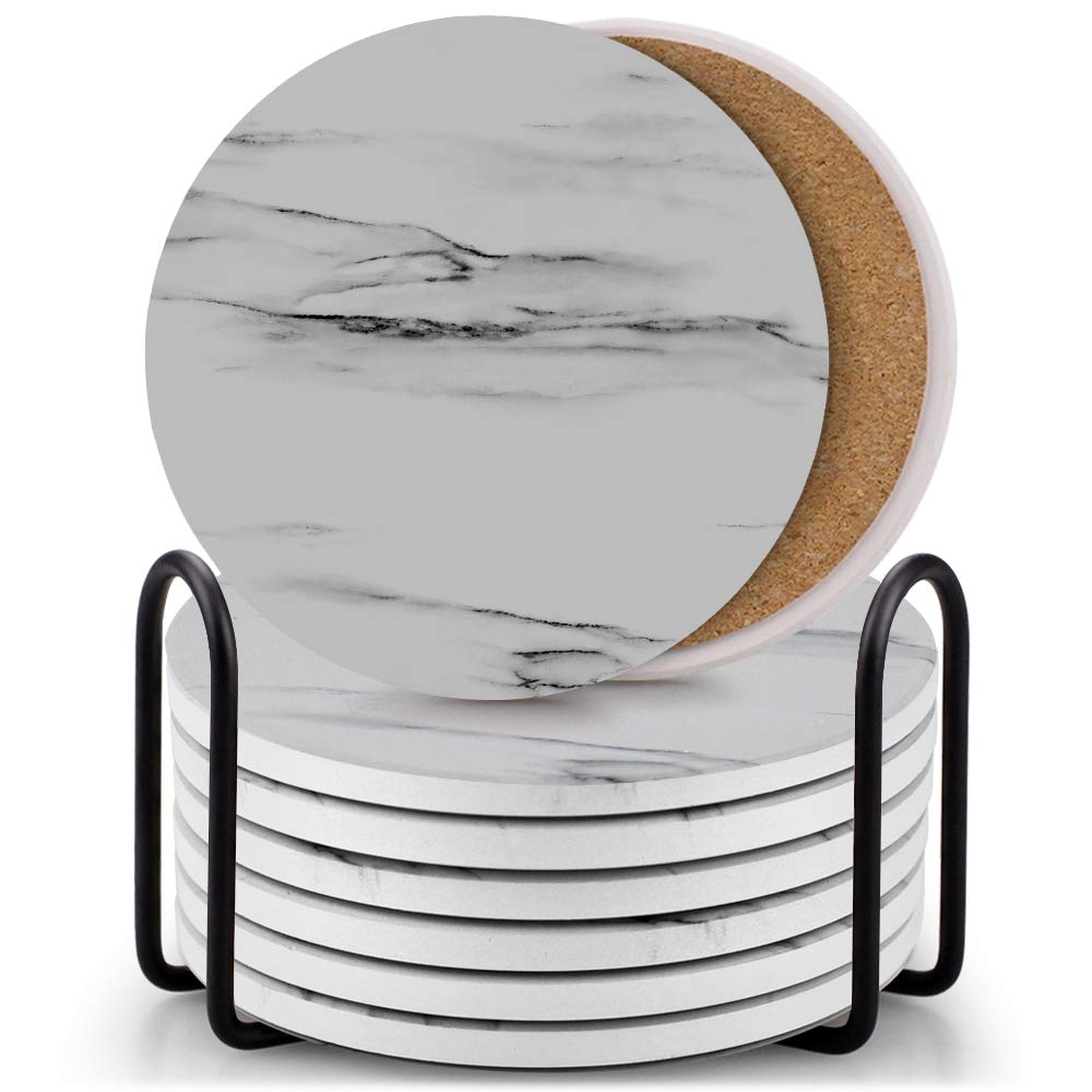EAGMAK posavasos ceramicos marmol absorbente con soporte protege la mesa