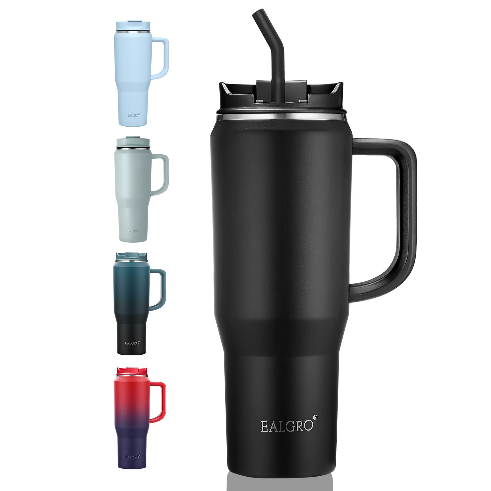 Tumbler EALGRO 40oz con manija ergonómica para uso diario.