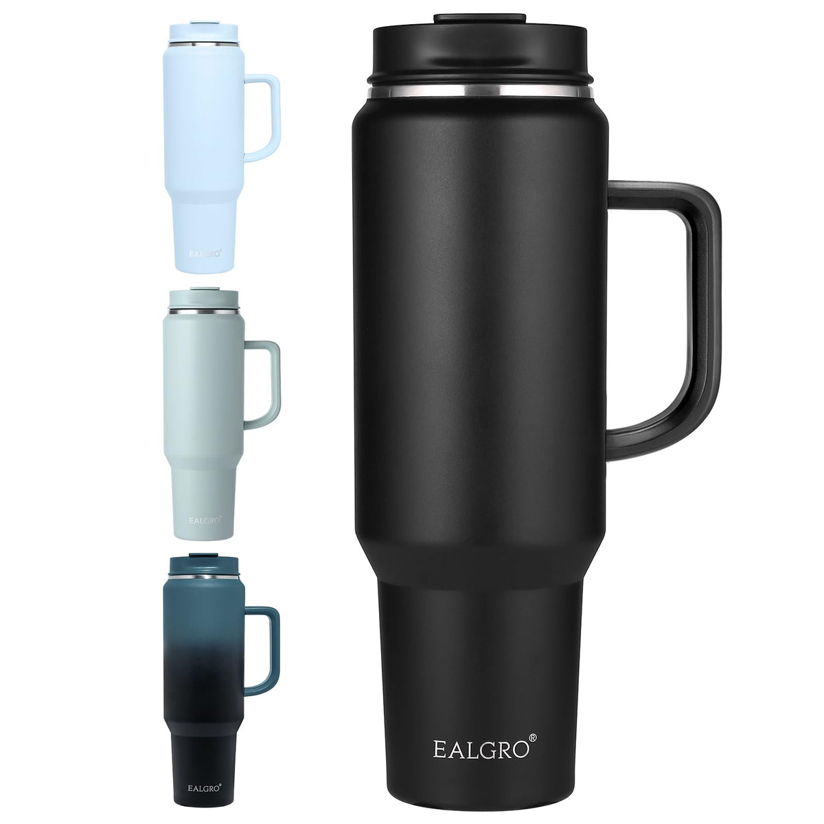 Vaso termico EALGRO de 50 onzas con asa para transporte comodo.