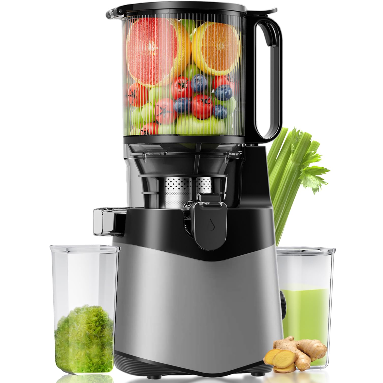 EanOruus prensado en frío, boca de alimentación 5-8 pulgadas para frutas y verduras enteras.