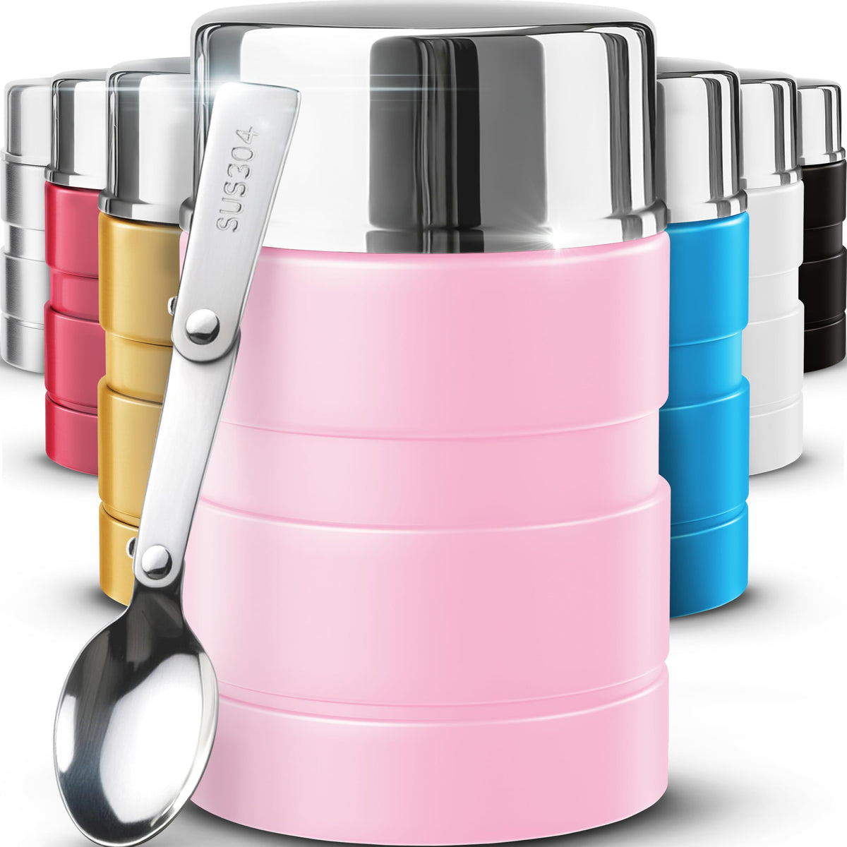 Earth&ME termo con cuchara plegable integrada para comidas en movimiento