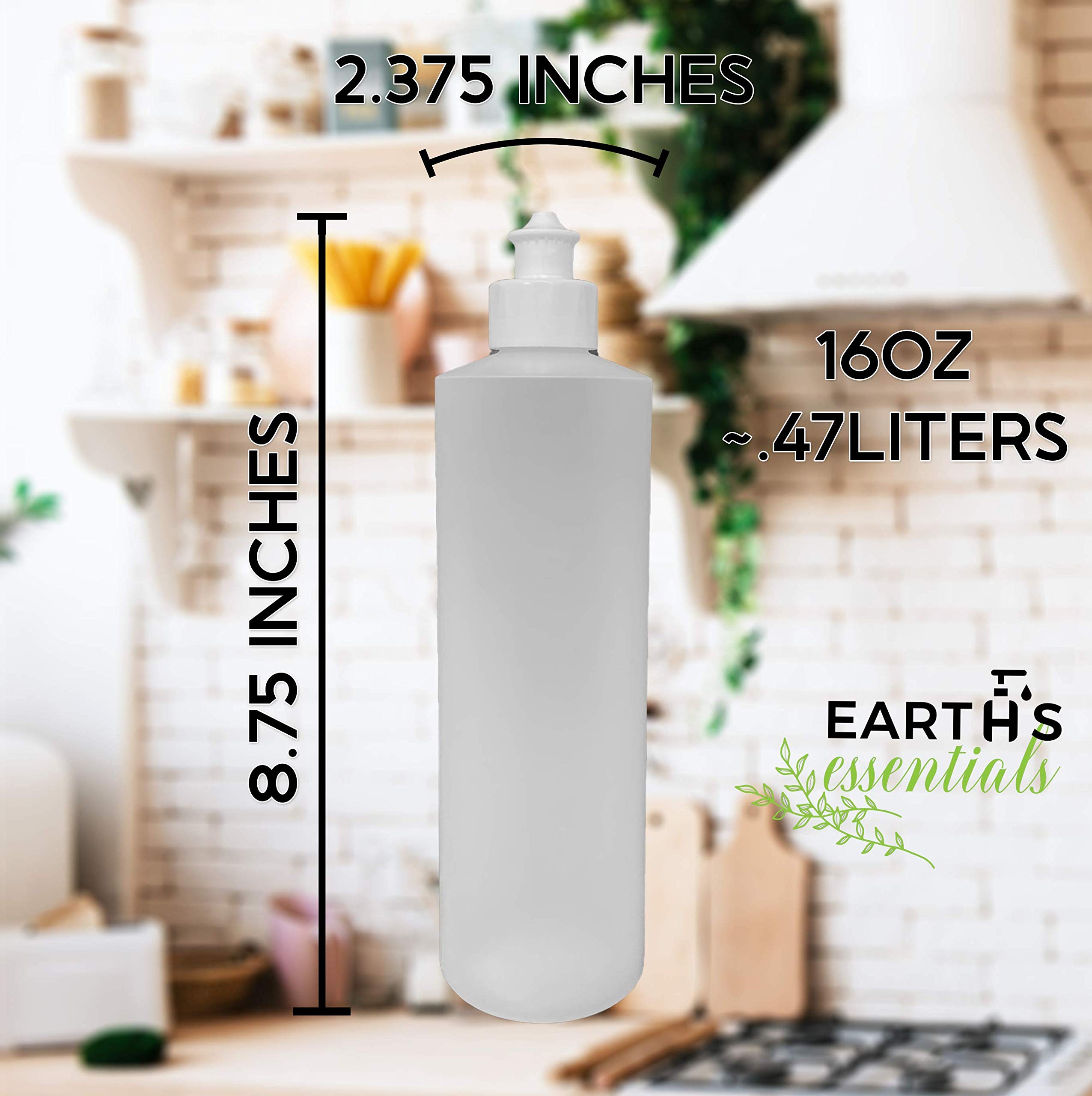 Earth's Essentials botella transparente de 16oz para ver el nivel de producto.