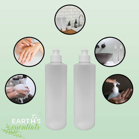 Earth's Essentials tapa push/pull blanca facilita el vertido con control.