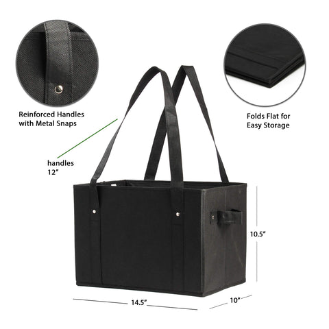 Earthwise caja de compra doblable costado: transporte cómodo con asas robustas.