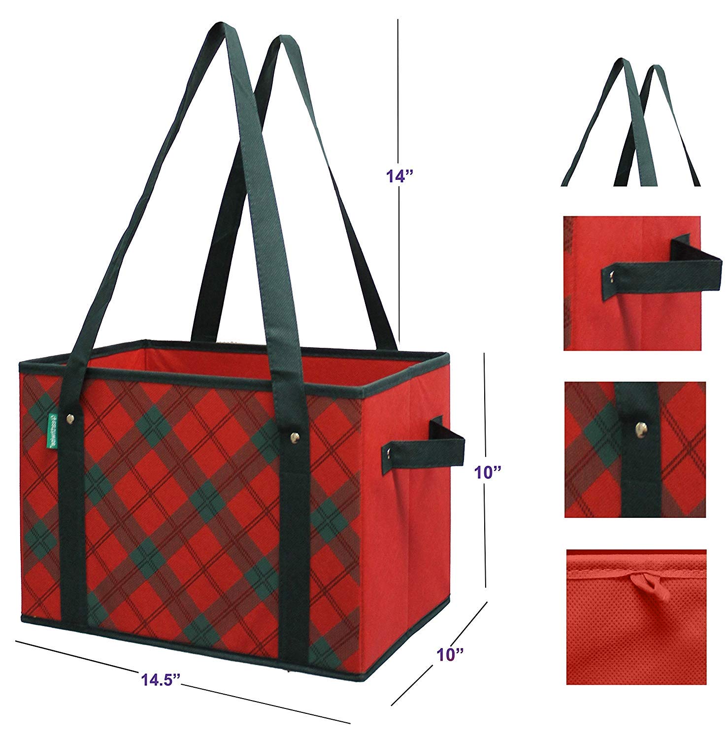 Earthwise Deluxe Caja de mercado plegable capacidad amplia, transporta más artículos sin deformarse.