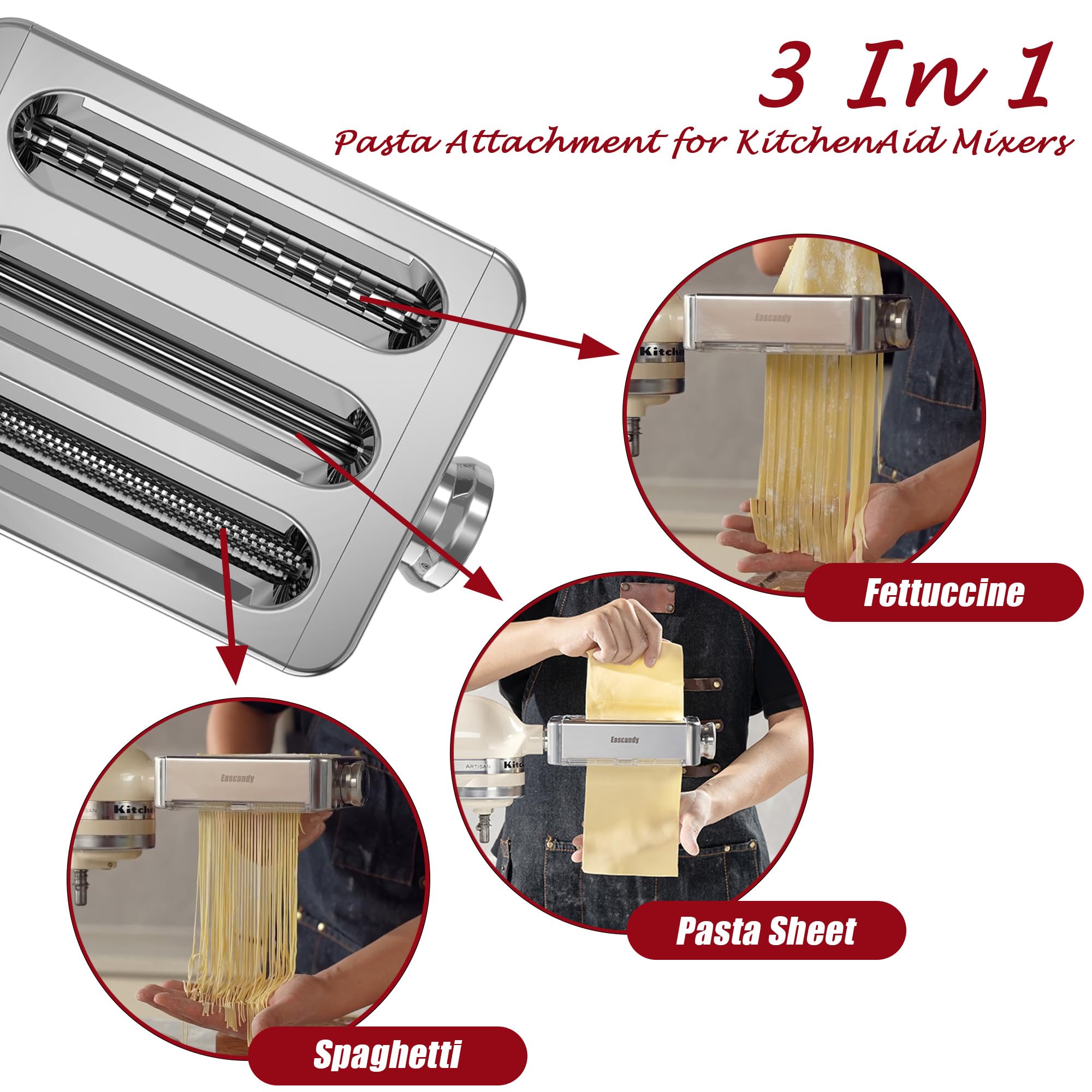 Rodillo de espesor ajustable de Eascandy para pasta.