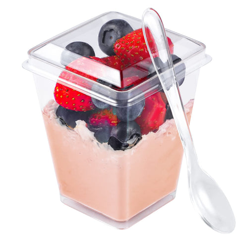 Vaso postre Easercy de 5 oz con tapa para llevar y almacenar