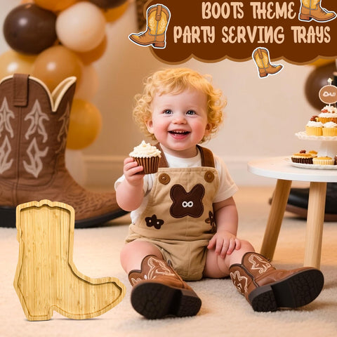 La tabla en forma de botas de Easma es ideal para fiestas de bebé.