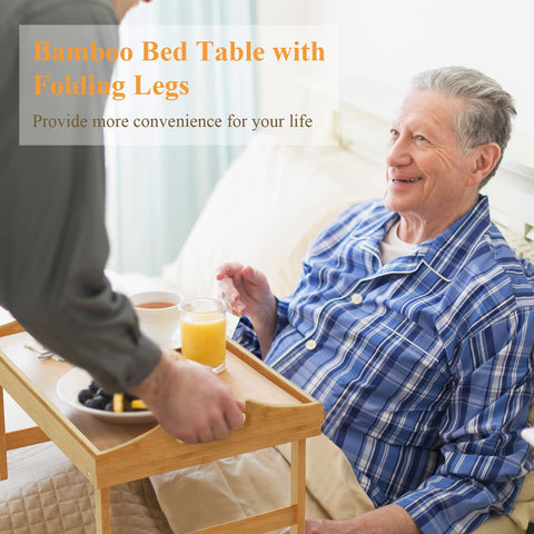 Bandeja de bambu Easoger resistente, ideal para comidas en la cama.