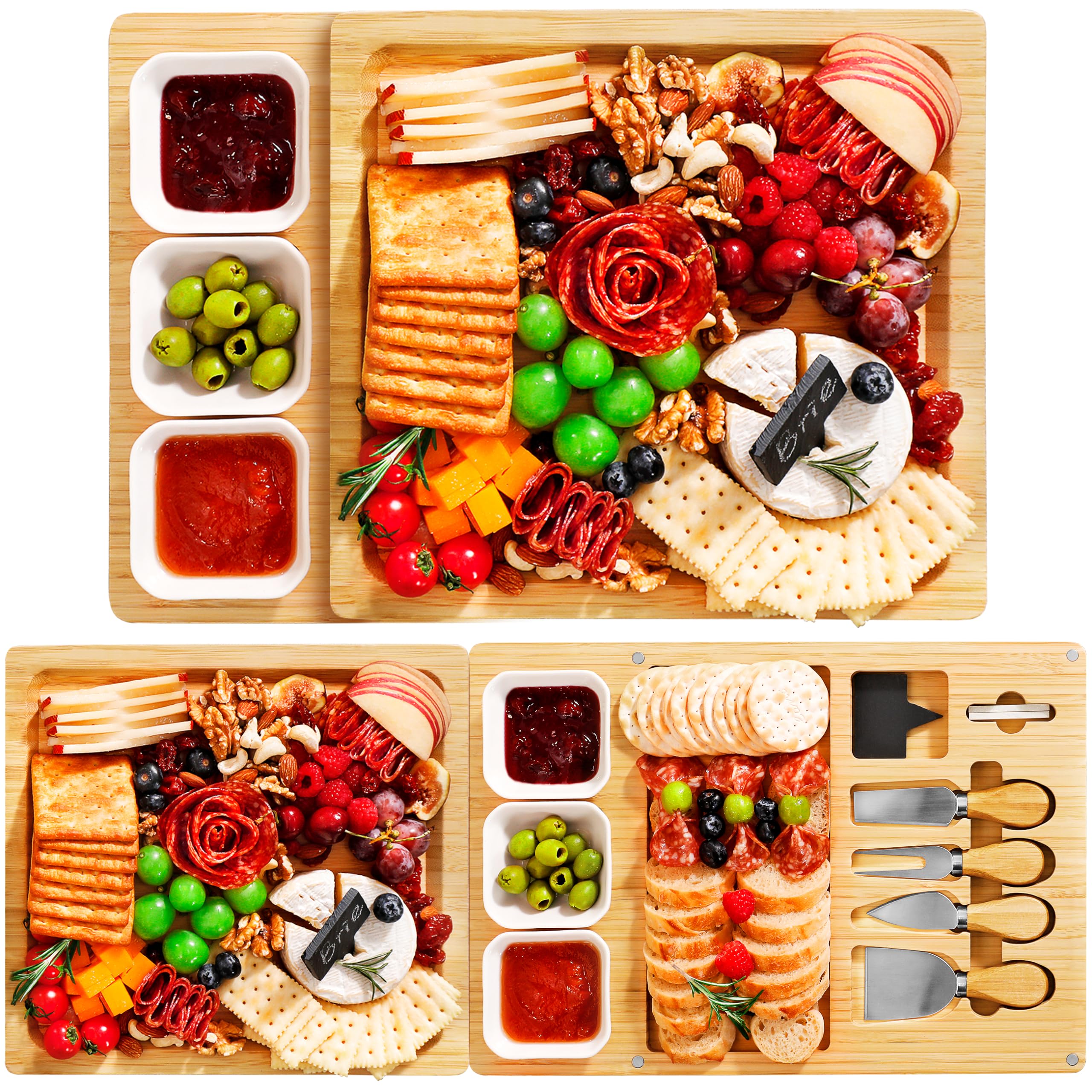 Tabla charcutería Easoger extra grande, perfecta para fiestas y reuniones.