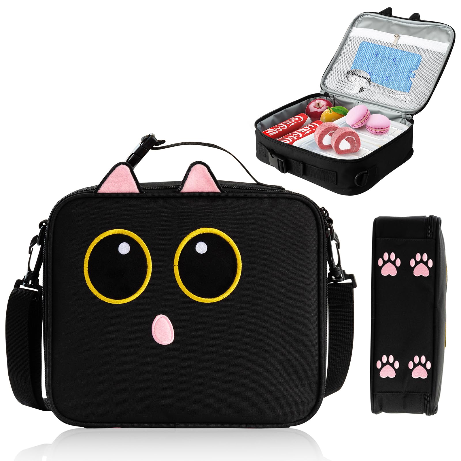 Lonchera Easozoom Gato Negro con gran capacidad para almuerzos y meriendas
