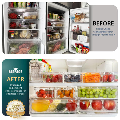 EASPACE organizador frigorifico pequeno apilable con tapa para snacks