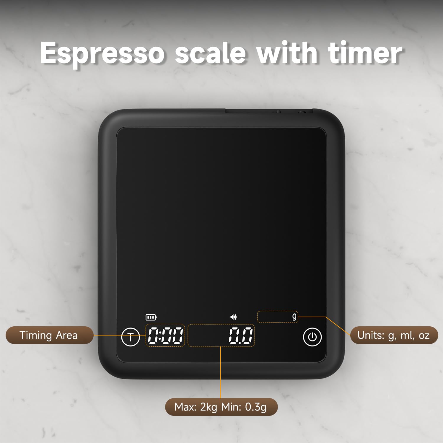 Eastartist escala de café mini con pantalla LED clara para lecturas rápidas