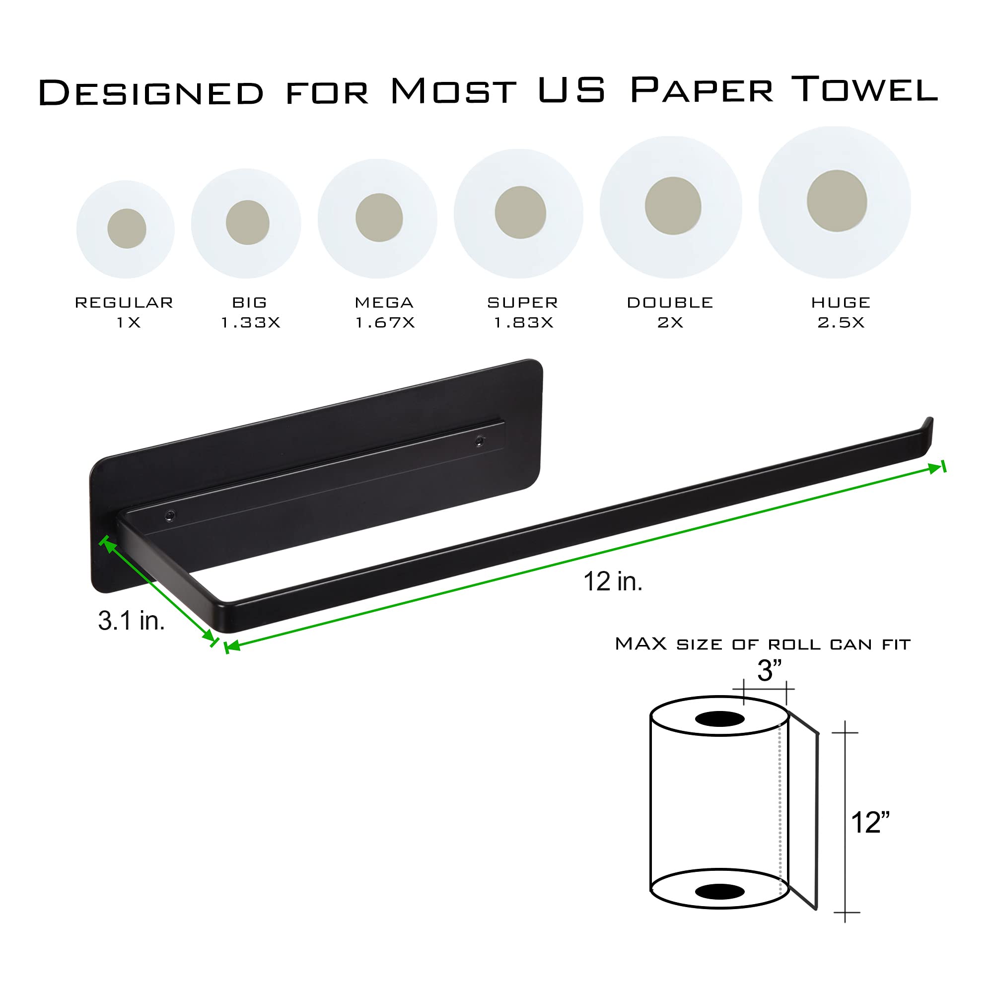 EastTowest porta-papel magnético negro, compatible con superficies ferrosas.