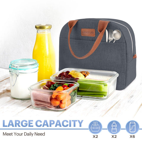 EASYFUN bolsa de almuerzo navy, interior espacioso para loncheras y bebidas.